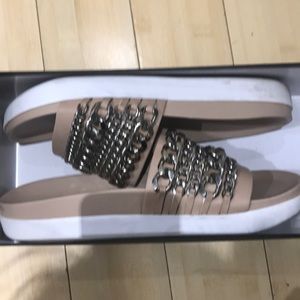 Shiloh slide Nude and silver